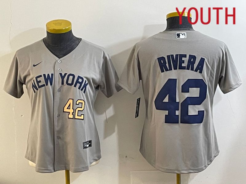 Youth New York Yankees #42 Rivra grey 2024 Nike MLB jersey 20241122->youth mlb jersey->Youth Jersey